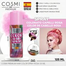 COSMI MILANO Made In Spain 125ml Spray, Temporary Hair Dye 125ml, 5 Vibrant Colors, Easy To Apply And Remove With Shampoo, Light, Long-Lasting And Gentle On Hair Formula, Create Your Exclusive Look For Summer, Beach, Parties And Holidays, Creative Festivals And Special Evenings, Unique And Personal Style. - 粉紅色 213 - 查看 6