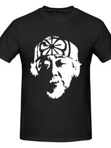 Mr. Miyagi Men's 80's Retro Karate T-Shirt | Retro Martial Arts Training Tee, Non-Stretch Fabric, Eye-Catching Pattern Design, Retro Casual Wear, Pop Culture-Inspired Apparel, Classic Crew Neck, Durable Material, Plus Size. - Graphite Back - View 1