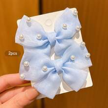 2pcs Blue Bow Hair Clips Sweet Style Hair Accessories Suitable For Daily Use - Multicolor - View 9