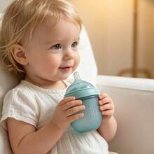 1pc Baby Bottle, 0-3 Months Infant Bottle, 150ml Anti-Colic, Silicone Anti-Drop Reusable Bottle, Easy To Clean - 彩色 - 查看 4