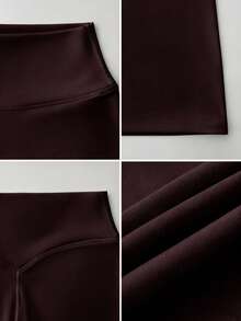 Pantaloncini sportivi casual da donna Aoqta, vestibilità aderente, controllo della pancia, sollevamento dei fianchi, adatti per yoga, sport, fitness & uso quotidiano. - Castano - Visualizzare 8