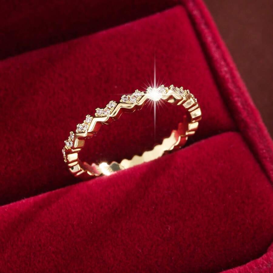 1pc Elegant Heart-Shaped Cubic Zirconia Inlaid Fashion Ring For Women - Multicolor - View 1