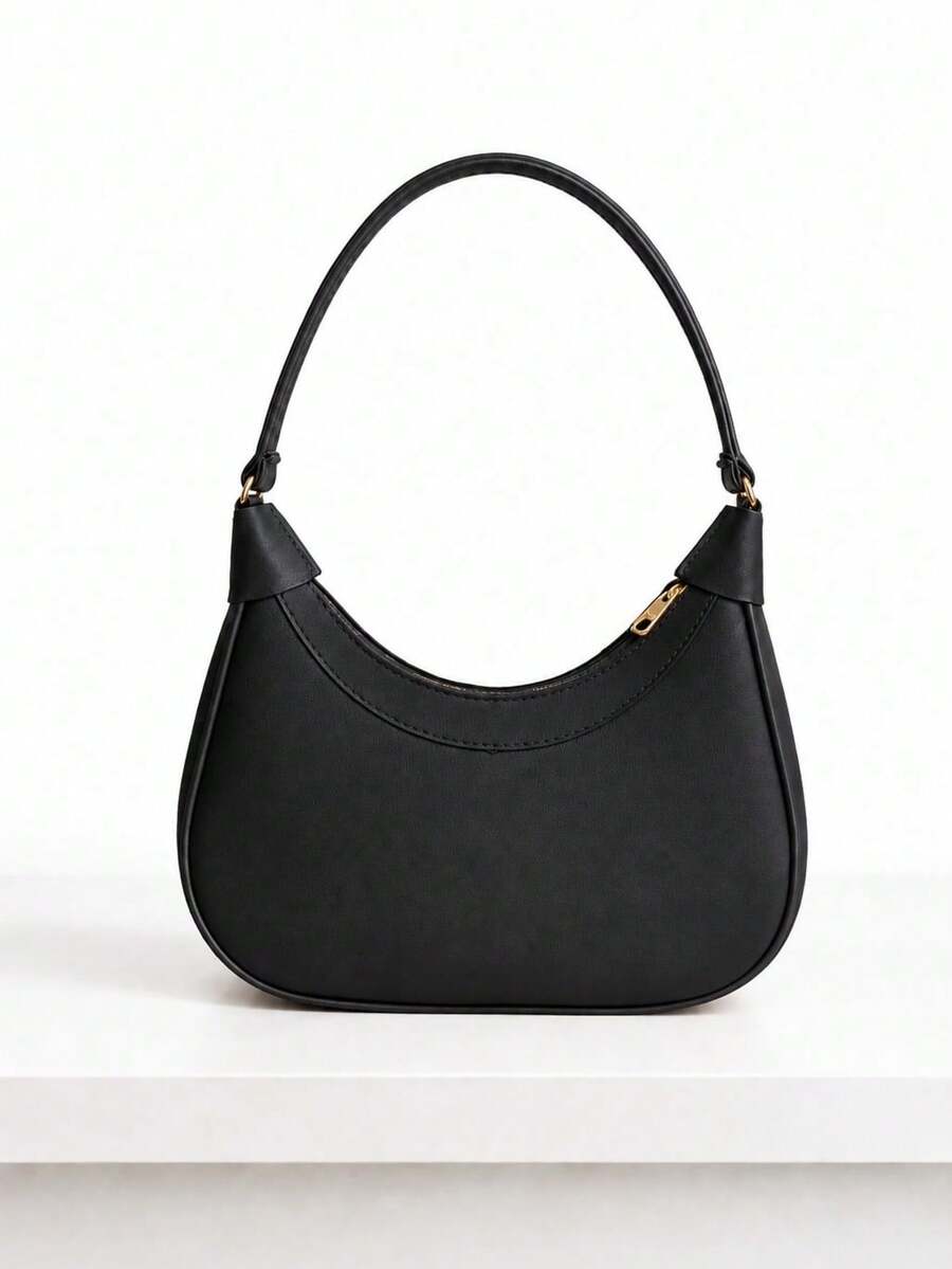 1 Piece Women's Boho Half-Moon Shoulder And Handbag / Sophisticated Baguette Style Canoe Bag For Women. - 黑色 - 查看 1