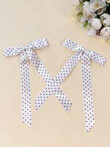 2pcs/Set Women's Satin Polka Dot Long Ribbon Bow Hair Clip, Vintage Youthful Style, Multiple Colors Available, Versatile Hair Accessory Suitable For Daily Commute, Holiday Party, Birthday Party, Shopping, Travel, Photography, Any Occasion, Perfect Gift For Best Friend,Claw Clips - Multicolor - View 13