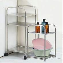 1pc Modern Stainless Steel Edge Bedside Table With Storage Space, Silver, Home Storage Rack, No Assembly Required, Space-Saving Design, No Power Needed, Perfect For Sofa And Kitchen, Practical Shelf - Multicolor - View 4