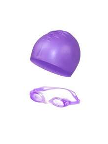 1 Set Swim Cap + Swim Goggles, Multiple Colors Available, Silicone Anti-Slip Waterproof Swim Cap Solid Color, Suitable For Long Hair And Short Hair, Waterproof Head Protection Diving, Waterproof Swim Goggles Unisex, Adjustable Plain Lens Swim Goggles, Suitable For Swimming Pool, Beach, Swimming Hall, Seaside, Swimming Training - Multicolor - View 11