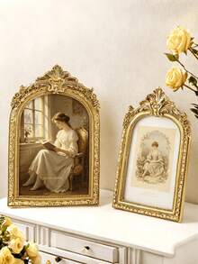 Vintage European Style Golden Arch Wedding Photo Album, Romantic Retro Album, Elegant Collectible Gift, Luxury Desktop Home Decor - Multicolor - View 2