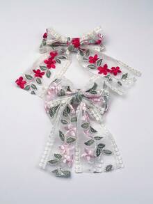 2pcs Lace Ribbon Bow Hair Clips, Matte Candy Color Hair Clips, Multiple Colors Available, Suitable For Daily Outings, Gatherings And Parties. Hair Accessories Are A Perfect Gift Choice - Multicolor - View 7