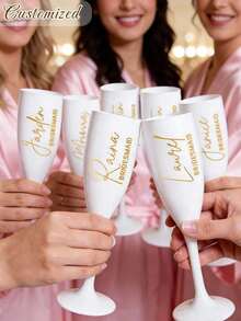 Personalized Champagne Glasses - Durable Glass With Customizable Bow And Name, With Premium Paper Box Foam Padding, Exquisitely Engraved Champagne Glasses, Wedding Wine Glasses, Bridesmaid Gifts, Bride Anniversary Luxury Collectibles, High Quality - Multicolor - View 4