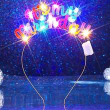 - Diadema iluminada con luces de cumpleaos para fiestas de cumpleaos, accesorios brillantes para el cabello para mujeres - Multicolor + Talla Única - Ver 3