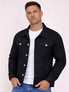 Men's Premium Casual Modern Twill Jacket - Black - View 1