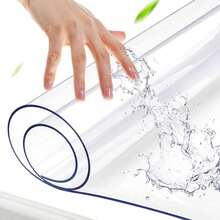 1pc 0.25mm Thick Durable Transparent Solid Color Rectangular Tablecloth - Ultimate Protective Film, Made Of Clear PVC, Waterproof And Scratch-Resistant - Ideal For Office, Kitchen, Home Decor, Scratch-Resistant Tablecloth - White - View 2