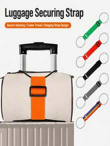 2/1pc Durable Nylon Elastic Luggage Strap, Adjustable Travel Bag Strap, Portable Anti-Slip Luggage Strap, Multi-Purpose Elastic Packing Strap, Suitable For Suitcases, Travel Bags And Backpacks, Prevent Loss - Multicolor - View 2