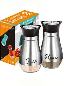 2pcs Salt And Pepper Shaker Set, 4oz Salt And Pepper Shakers, Farmhouse Style Kitchen, Creative Kitchen Gift, Kitchen Essentials, Modern Design, Modern Kitchen Decor, High Quality Kitchenware, Seasoning (Color Box Packaging - Without Base) - Multicolor - View 14