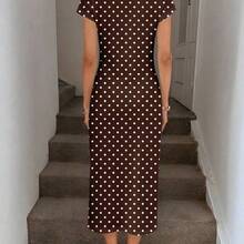 guang zhou mi qian shang mao  Vestido midi casual de mujer con estampado de lunares, cintura retorcida y abertura alta sin mangas; Vestido ajustado texturizado casual de mujer; Conjunto de fitness de mujer; Vestido de invitada de boda de mujer; Atuendo de oficina de mujer - Multicolor - Ver 8