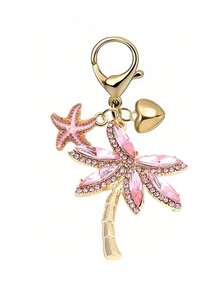 Pendentif d'arbre de coco avec éléments de cœur et d'étoile de mer, charme océanique de style bohème de villégiature en alliage, design tropical de Hawaï, bijoux à goutte d'huile émaillée, accessoire minimaliste de mode pour sac à dos, sac à main, étui d'écouteurs, décoration de voiture, léger et durable, idéal pour le port quotidien des femmes, les vacances à la plage, les voyages, les fêtes, excellent cadeau pour la fête des pères, essentiel pour la fête de l'indépendance, cadeau de remise des diplômes pour les amateurs de l'océan - Article 1 (1 pièce) - Voir 12