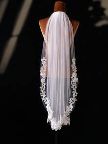 1 Meter Long Lace Bridal Veil With Comb, Soft Sheer Tulle, Suitable For Wedding Dress - Multicolor - View 7