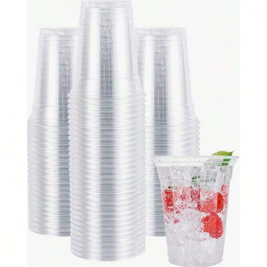 100/50/20個透明杯、果汁杯、派對杯、水杯,適用於居家、辦公室,適合冰咖啡、果昔、汽水、可樂、派對、節日、葡萄酒、雞尾酒、婚禮、開學季及其他重要場合 - 彩色 - 查看 1
