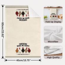 2 Buah Handuk Dapur, Gaya Pastoral Retro Amerika dengan Motif Ayam yang Menarik, Handuk Dapur Mikrofiber Persegi Panjang 40*60cm, Lap Piring, Taplak Meja, Handuk Tangan, Dekorasi Dapur, Dekorasi Rumah, Hadiah Pindah Rumah untuk Tetangga, Serbet dan Lap Piring, Dekorasi Rumah, Hadiah - Grey - View 3