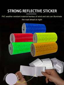 1pc Self-Adhesive Crystal Grid Bicycle Contour Warning Sticker Reflective Strip Tape PVC Reflective Sticker - Impact Resistant Waterproof Vehicle Warning Safety Sticker, Size 5cm X1m, Self-Adhesive Crystal Grid Reflective Film Reflective Tape Reflective Warning Tape, High Visibility Self-Adhesive Reflective Warning Tape For Night, Suitable For Vehicles, Motorcycles And Night Riding Clothing, Reflective Warning Strip Car Reflective Strip Safety Warning Car Decoration Sticker Colorful Grid Reflective - Multicolor - View 1