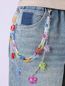 1pc New Colorful Acrylic Five-Pointed Star Pendant, Colorful Bell, Colorful Lollipop, Colorful Heart Style Disco Cool Girl Macaroon Color Pants Chain - Hip Hop Waist Chain Pendant - Multicolor - View 24