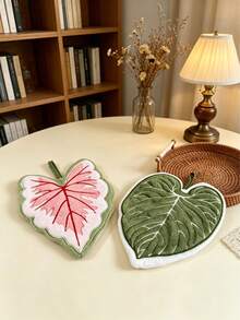 1pc/2pcs Creative Leaf Hand Towel, Hanging Design, Kitchen Bathroom Room Decor, Absorbent, Easy To Clean, Personalized Towel - Multicolor - View 2
