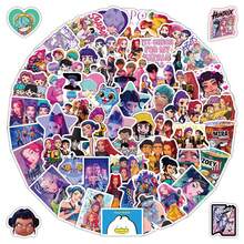 104PCS MINISO Demon Hunter Girl Group PVC Sticker Assortment, Cute Anime Character Vinyl Decals, Korean Fashion Graffiti Aesthetic, Motorcycle Helmet & Laptop Decoration, Creative Collectible Gift Pack - Purple - View 3