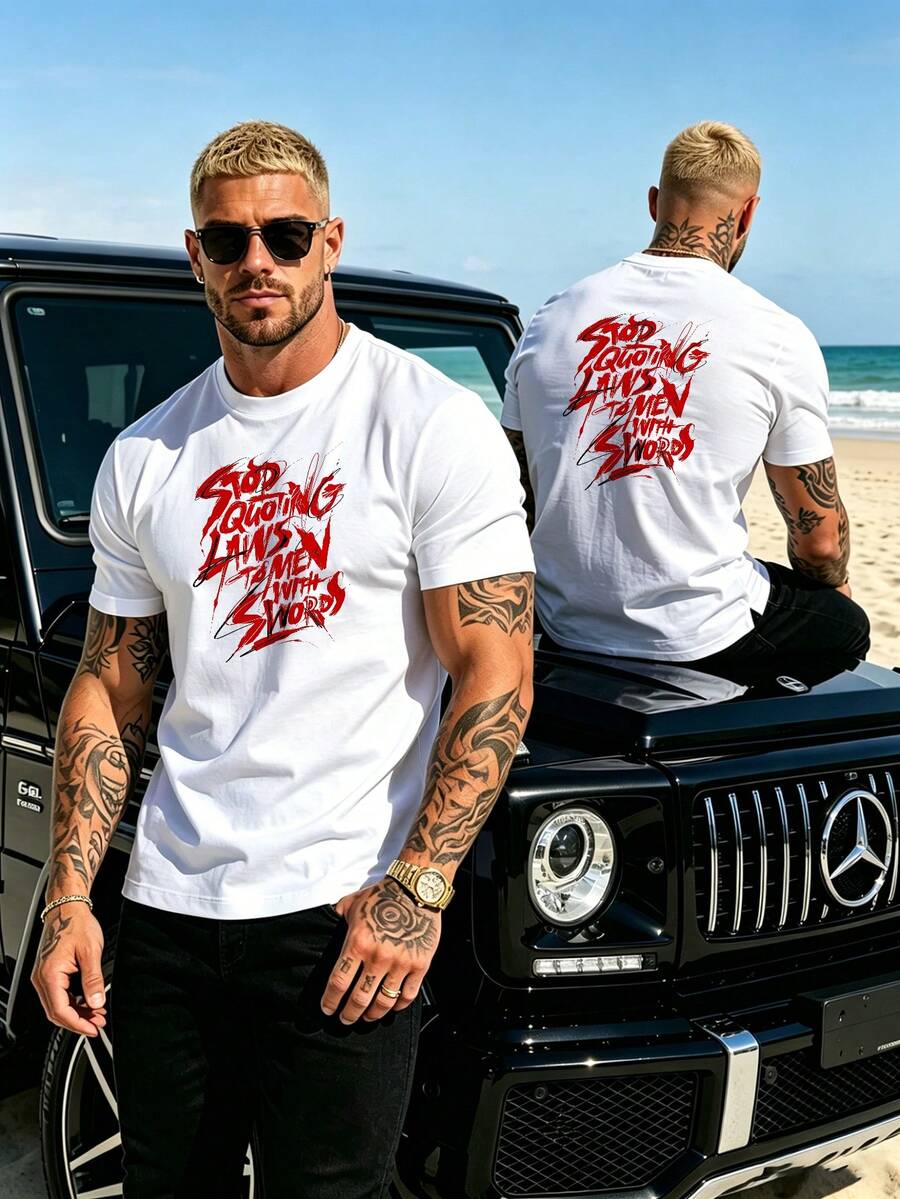 Classic All-Match Men Short Sleeve Tee Simple Daily Leisure Male Clothes - White - View 1