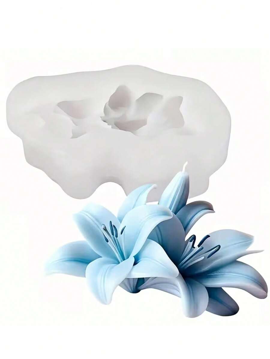 1件百合花矽膠蠟燭模具，可重複使用不沾百合葉與花瓣模具，適用於DIY手工藝、婚禮裝飾、黏土、樹脂、蠟燭、石膏模具、居家裝飾、婚禮週年、生日、母親節、情人節禮物，矽膠模具 - A-白色 - 查看 1