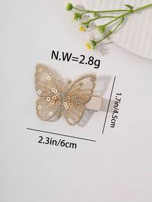 3/6/8入組新款網紗刺繡蝴蝶髮夾，甜美時尚亮片蝴蝶邊緣髮夾，可愛百搭髮飾 - 彩色 - 查看 10
