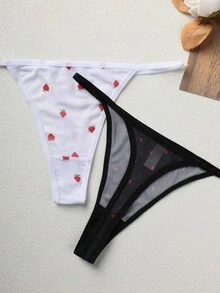 3件套女士内裤套装，性感蕾丝比基尼三角裤，蝴蝶结设计，低腰舒适丁字裤，女士内衣套装 - 彩色 - 查看 5