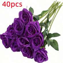 1pc/5pcs/10pcs/12pcs/20pcs Deep Purple 20-Inch Artificial Rose Flowers, Premium Fake Roses, Suitable For Home Decor, Room Decor, Dining Table Decor, Wedding Decor, Bridal Bouquet, - Dark Purple - View 11