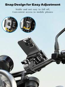 Carbon Fiber Texture Bicycle Phone Holder, 2-In-1 Handlebar And Rearview Mirror Mount, Universal Shockproof Bicycle/Motorcycle Phone Holder, Secure Lock Phone Holder For 4.7-7.2 Inch Smartphones - Black - View 3