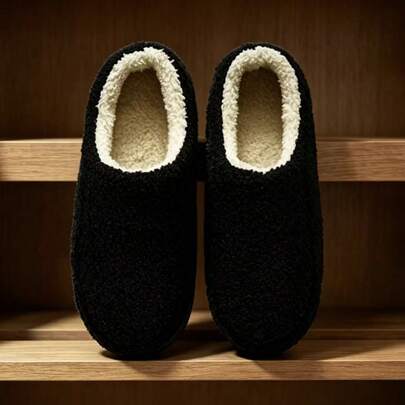 Pantuflas térmicas para mujer, simples y de moda, cómodas de cobertura completa con talón, tela de felpa exterior de lana de oso, pantuflas térmicas favoritas para mujer en otoño/invierno para interiores y hogar