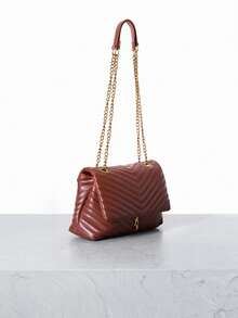 CHICVUE Embroidered Chain Stitching Women's Crossbody Bag - Brown - View 3