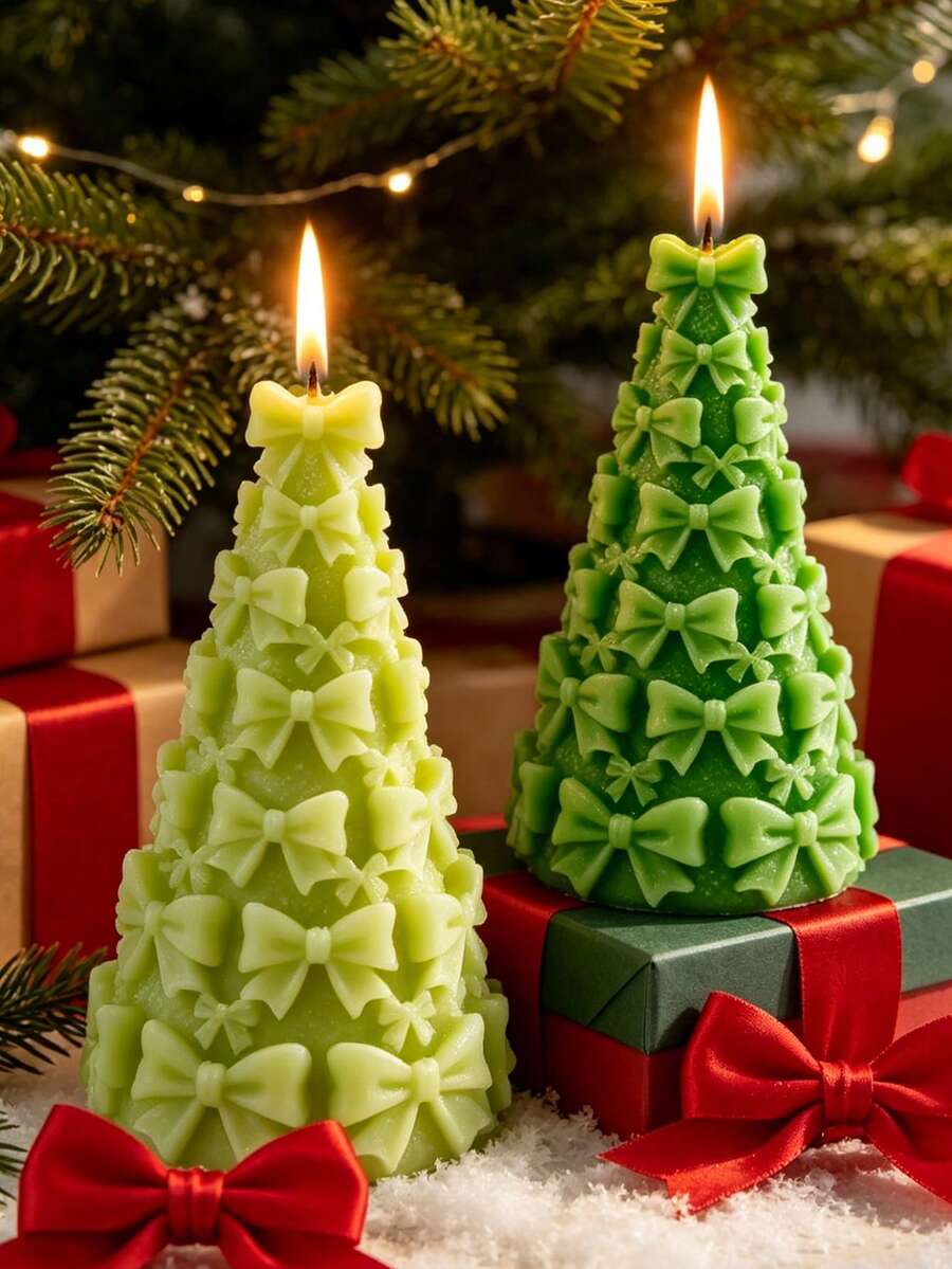 Christmas Tree Bow Candle Silicone Mold, DIY Holiday Aromatherapy Model, Party Tabletop Decor Ornament, Creative Christmas Gift - Bowknot Mold - View 1