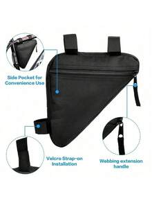Bicycle Triangle Bag, Waterproof Bicycle Accessories Pouch For Storing Phone, Wallet, Keys, Portable Mountain/Road Bike Bag - Black - View 4