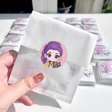 500張 MINISO 惡魔獵手女團圓形PVC貼紙，馬卡龍色系動漫角色標籤，Y2K可愛卡通設計，信封包裝與剪貼簿裝飾，時尚DIY收藏組 - 1 - 查看 6
