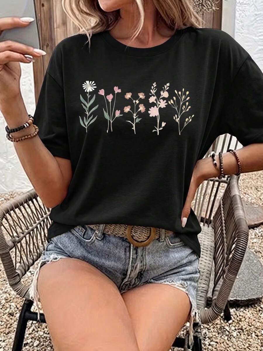 2026 Women's Cotton T-Shirt Casual Quality Oversized Plus Size T-Shirt With Heart And Leopard Print - Chic Casual Clothing For Women Basic Unisex T-Shirt - -1 - 查看 1
