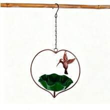 Mangiatoia per api e uccelli – Mangiatoia per uccelli a forma di cuore con fiori, per decorazione esterna, da appendere - verde - Visualizzare 1