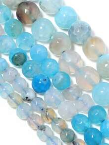 1 Strand 6/8/10mm Natural Stone Aquamarines Dragon Agate Beads Round Loose Spacers Beads For Jewelry Making DIY Bracelet Necklace Accessories - Multicolor - View 2