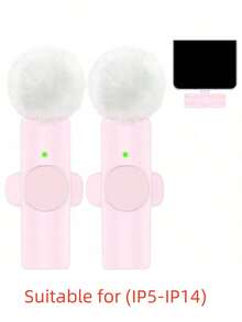 2.4G Wireless Lavalier Microphone, Type-C Interface, Plug And Play, Ultra-Low Latency, Built-In Noise Cancellation Chip, Suitable For Video Recording, Interviews, Podcasts, Vlogs, 50mAh Rechargeable Battery - Pink - View 13