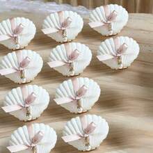 10pcs Seashell Candle Gift Set, Includes Seashell Scented Candles, Seashell Gift Boxes And Pink Ribbon Label Accessories, Ideal Gift For Weddings, Bridal Showers And Beach Parties - one-size - View 5
