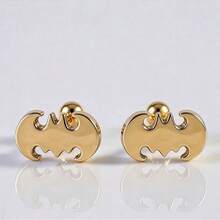 1 Pair Bat Ear Studs Gold & Silver Twisted Ball, Handmade, Limited Quantity, Discontinued Once Sold Out - Bat - View 2