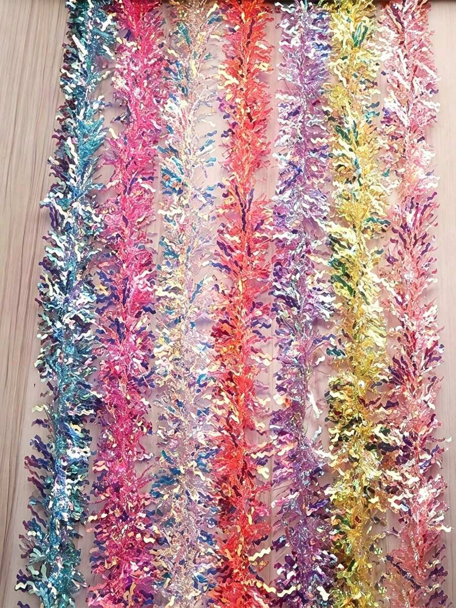 1 buah Pita Berkilau Tepi Tetesan Hujan 200cm untuk Dekorasi Kue, Ulang Tahun, dan Liburan, Cocok untuk Hari Valentine, Pernikahan, dan Dekorasi Lainnya. - Beraneka warna - View 1