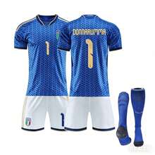 Maillot de football domicile de l'Italie pour la Coupe du monde 2026, numéro 8 Tonali, numéro 14 Chiesa - Numéro 1 Gianluigi Donaruma - Voir 6