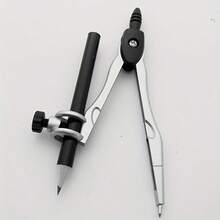 1pc Metal Adjustable Compass With Pencil Holder, Professional Geometry Drawing Tool, Suitable For Students, Drafting And Math Class Stationery, Back To School - A - View 2
