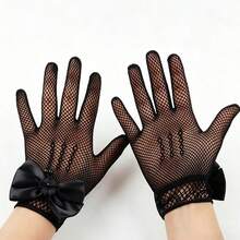 1 Pair 4-8 Years Old Girls Summer Thin Elastic Mesh Bow Princess Gloves - 1Pair - View 12
