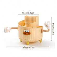 360° Rotating Cartoon Storage Pen Holder Cute Funny Student Pen Holder Multi-Compartment Design Cosmetic Cartoon Storage Box, Suitable For Bathroom, Vanity, Bedroom, Sink, Desk, Etc., Can Hold Lipstick, Lip Gloss, Makeup Brushes, Eyebrow Pencils, Eyeliner, Mascara, Etc., Small Hands Can Be Freely Attached, DIY Sausage Lips Creative Cosmetic Storage Organizer - Multicolor - View 12