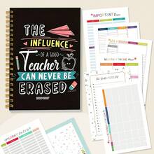 1 Peça Caderno Planejador de Professor A5 Volta às Aulas 2026-2027 - Encadernação em Espiral, Caderno Espiral com Estampa de Maçã Vermelha - Notas, Registros de Frequência, Calendário, Planejador Feliz, Presente para Educador, Formatura, Lembrança de Aniversário ou Diário e Bloco de Notas Doméstico, Design de Ilustração Divertida - A5 - Visão 13